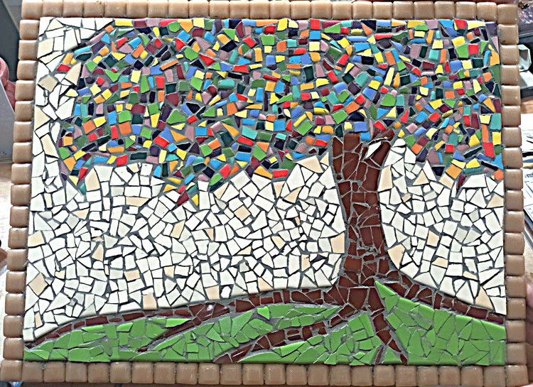 تابوی کاشی درخت زندگی با قاب کاشی ساخت دست