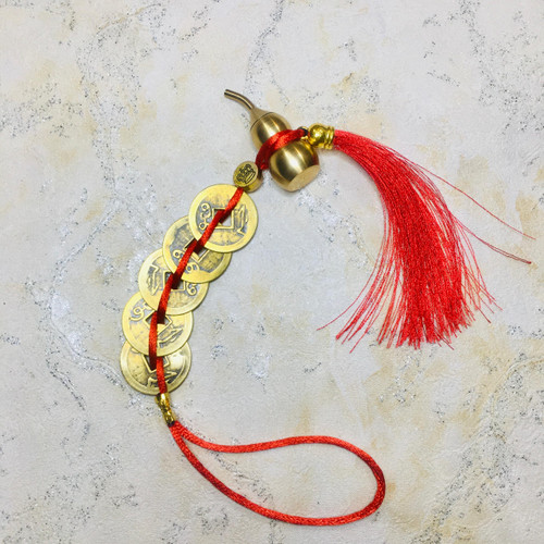 رشته سکه 5 تایی با کدو فلزی متوسط بدون حتی یک گره