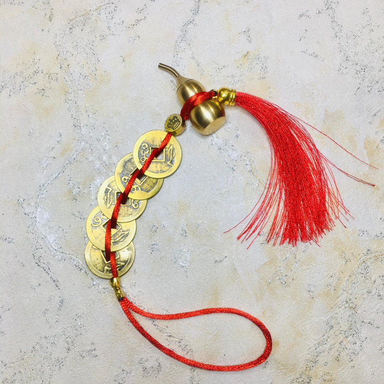 رشته سکه 5 تایی با کدو فلزی متوسط بدون حتی یک گره