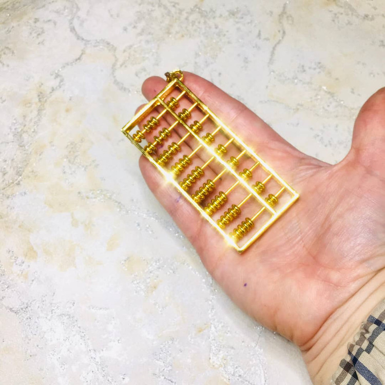 جاسوئیچی چرتکه فلزی طلایی سایز بزرگ با مهره های متحرک