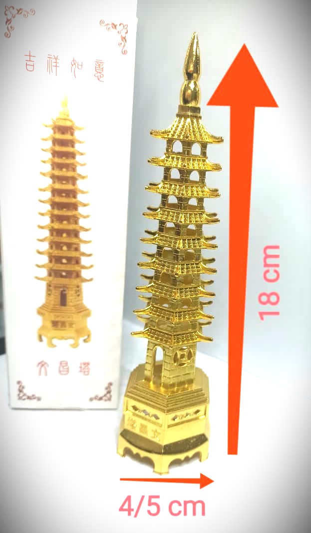 مجسمه برج پاگودا  یا برج دانش فلزی 18 سانتی طلایی